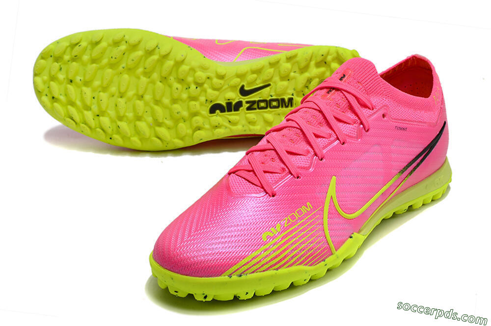 Nike Air Zoom Mercurial Vapor 15 Elite TF Low-Tops Football Shoes - Pink/Green/Black 3