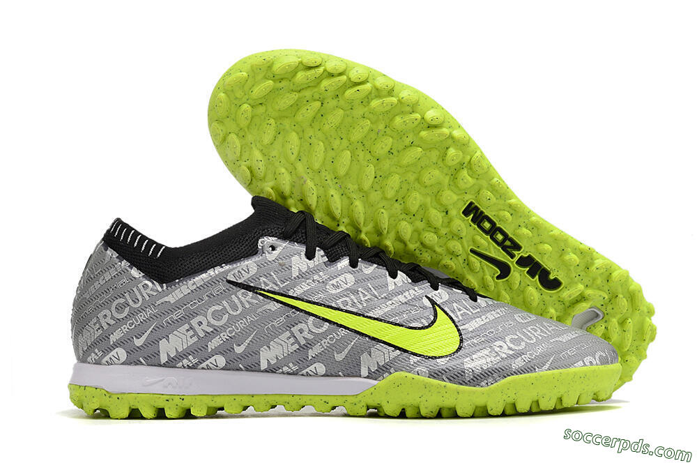Nike Air Zoom Mercurial Vapor Elite TF Low-Tops Football Shoes - Grey/Black/Yellow 1