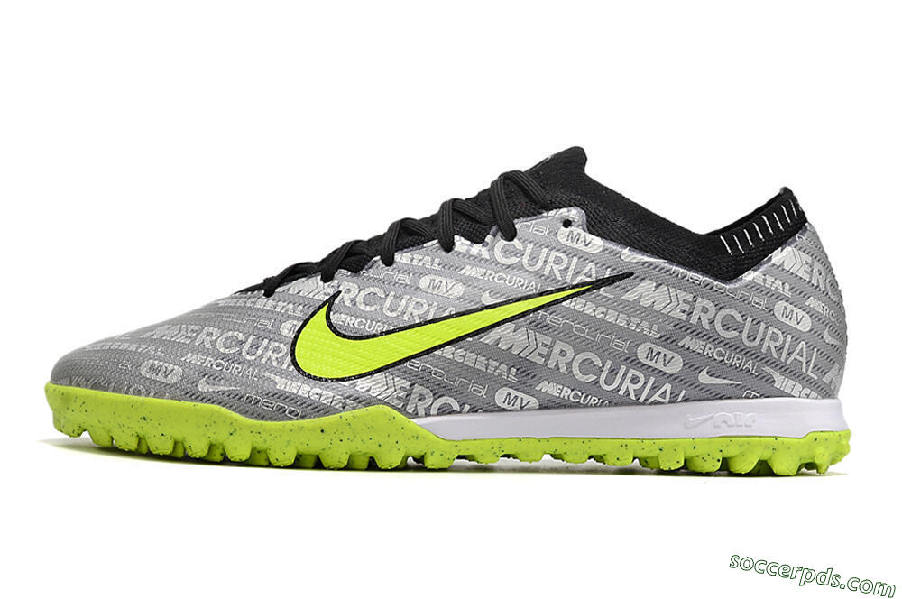 Nike Air Zoom Mercurial Vapor Elite TF Low-Tops Football Shoes - Grey/Black/Yellow 2