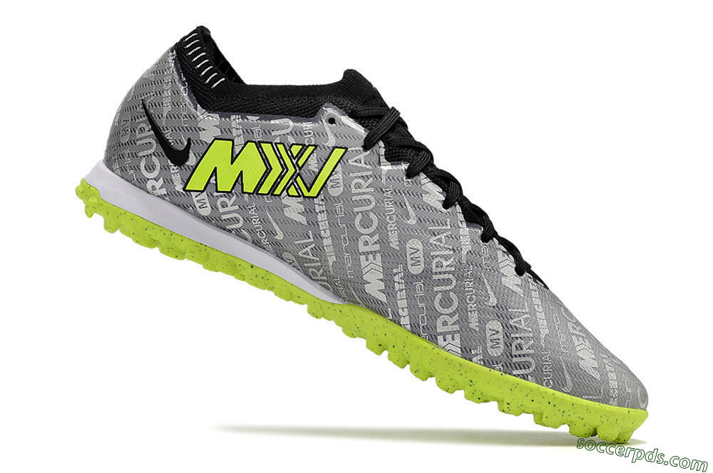 Nike Air Zoom Mercurial Vapor Elite TF Low-Tops Football Shoes - Grey/Black/Yellow 4