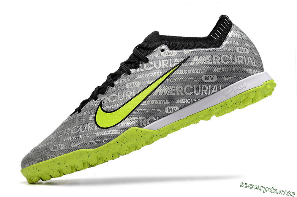Nike Air Zoom Mercurial Vapor Elite TF Low-Tops Football Shoes - Grey/Black/Yellow 5