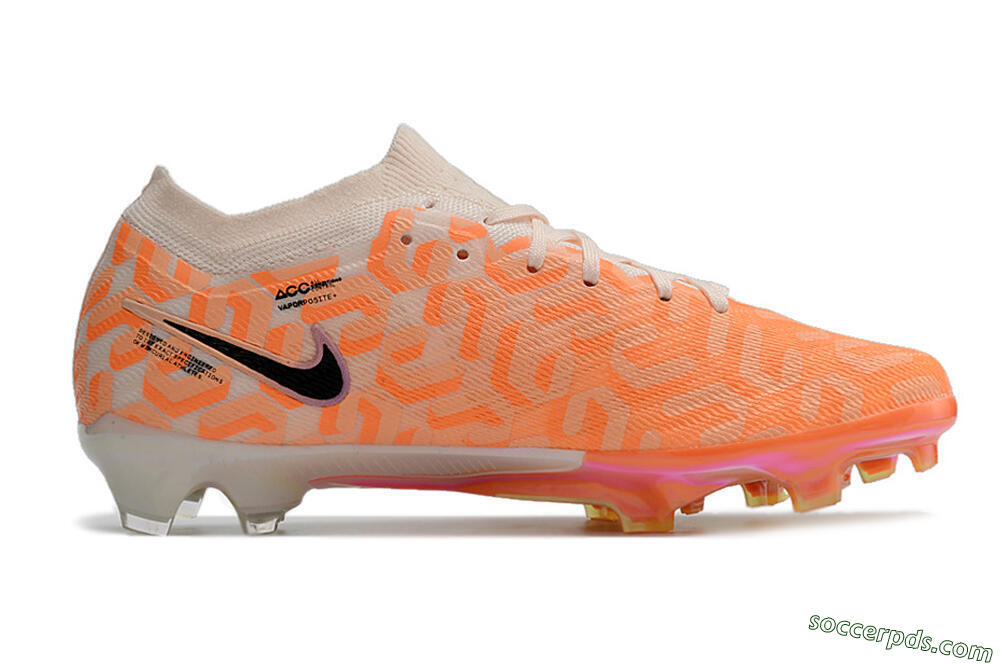 Nike Air Zoom Mercurial Vapor 15 Elite FG Low-Tops Football Boots - White/Orange/Black 5