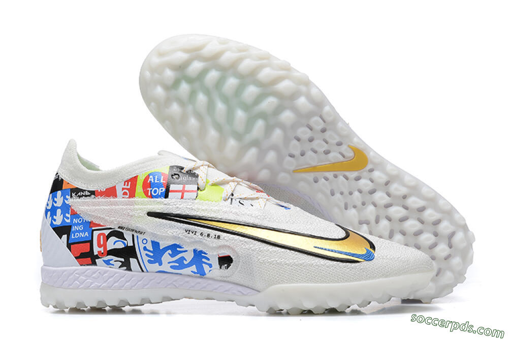 Harry Kane x Nike Phantom GX Elite TF Low-Tops Football Shoes - White/Gold/Black 1