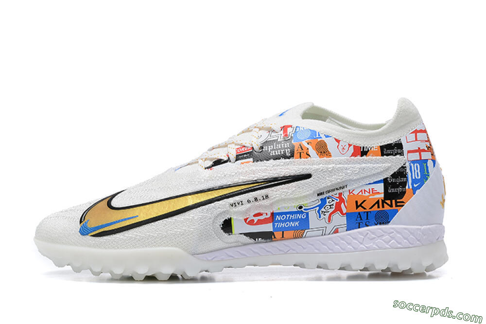 Harry Kane x Nike Phantom GX Elite TF Low-Tops Football Shoes - White/Gold/Black 2