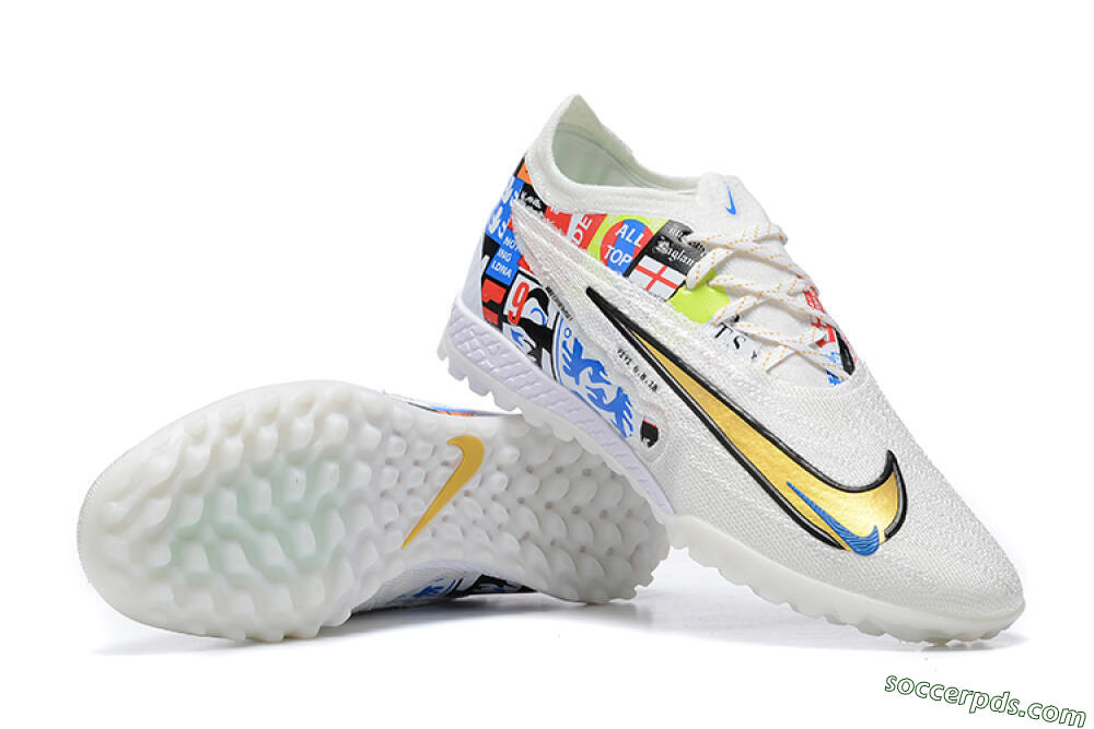 Harry Kane x Nike Phantom GX Elite TF Low-Tops Football Shoes - White/Gold/Black 4