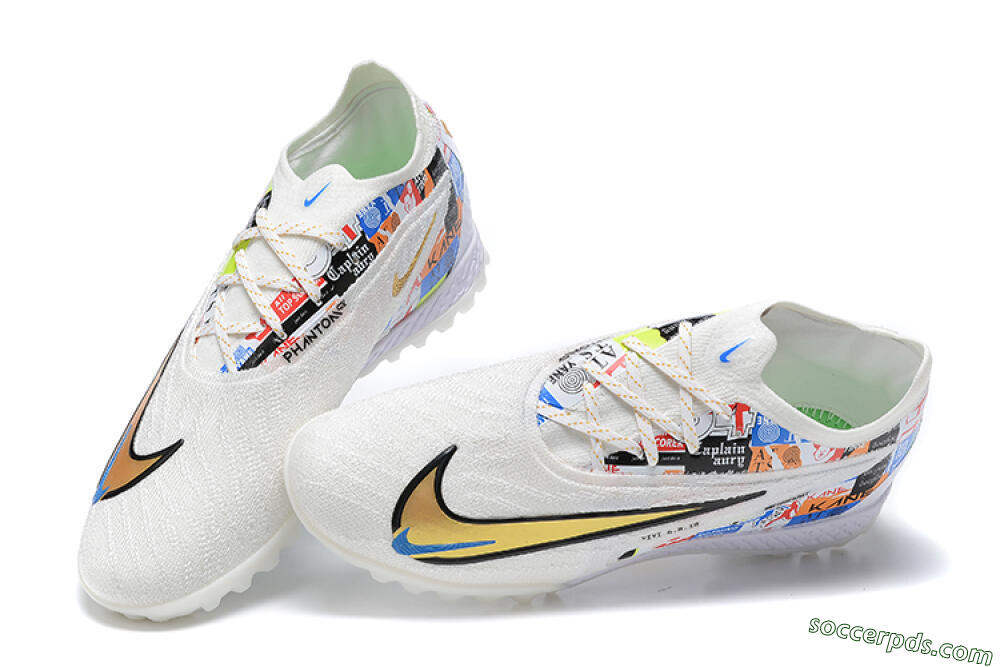 Harry Kane x Nike Phantom GX Elite TF Low-Tops Football Shoes - White/Gold/Black 5