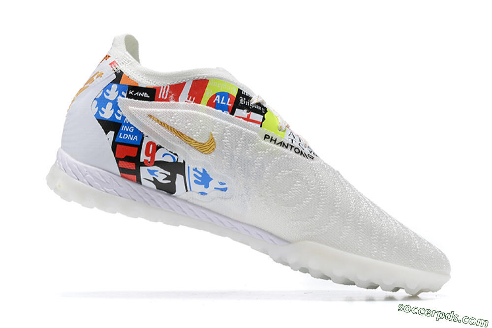 Harry Kane x Nike Phantom GX Elite TF Low-Tops Football Shoes - White/Gold/Black 6