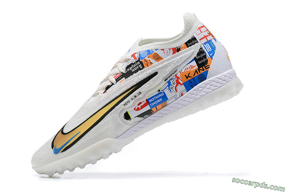 Harry Kane x Nike Phantom GX Elite TF Low-Tops Football Shoes - White/Gold/Black 7