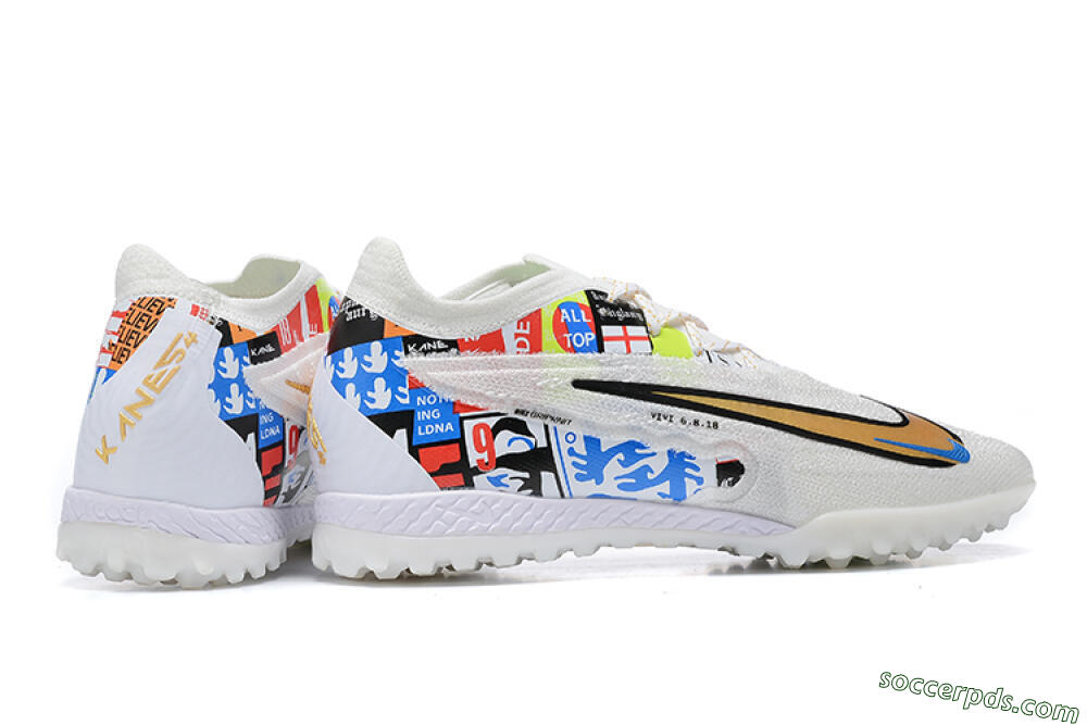 Harry Kane x Nike Phantom GX Elite TF Low-Tops Football Shoes - White/Gold/Black 8