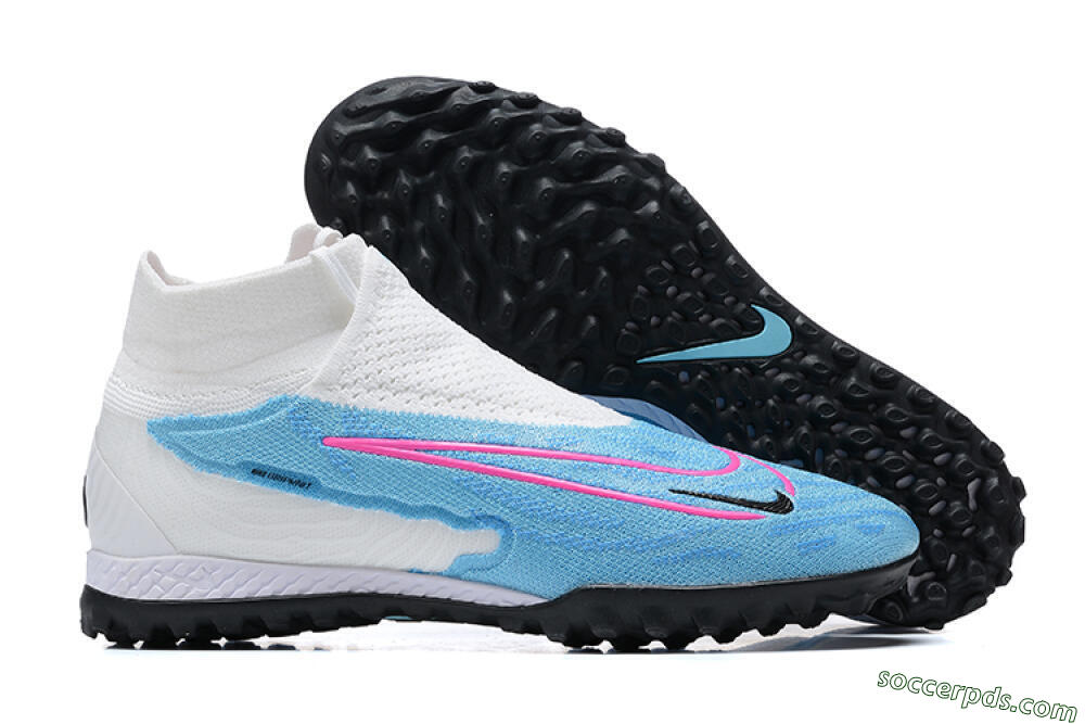 Nike Phantom GX Elite DF Link TF High-Tops Football Shoes - White/Blue/Pink 1