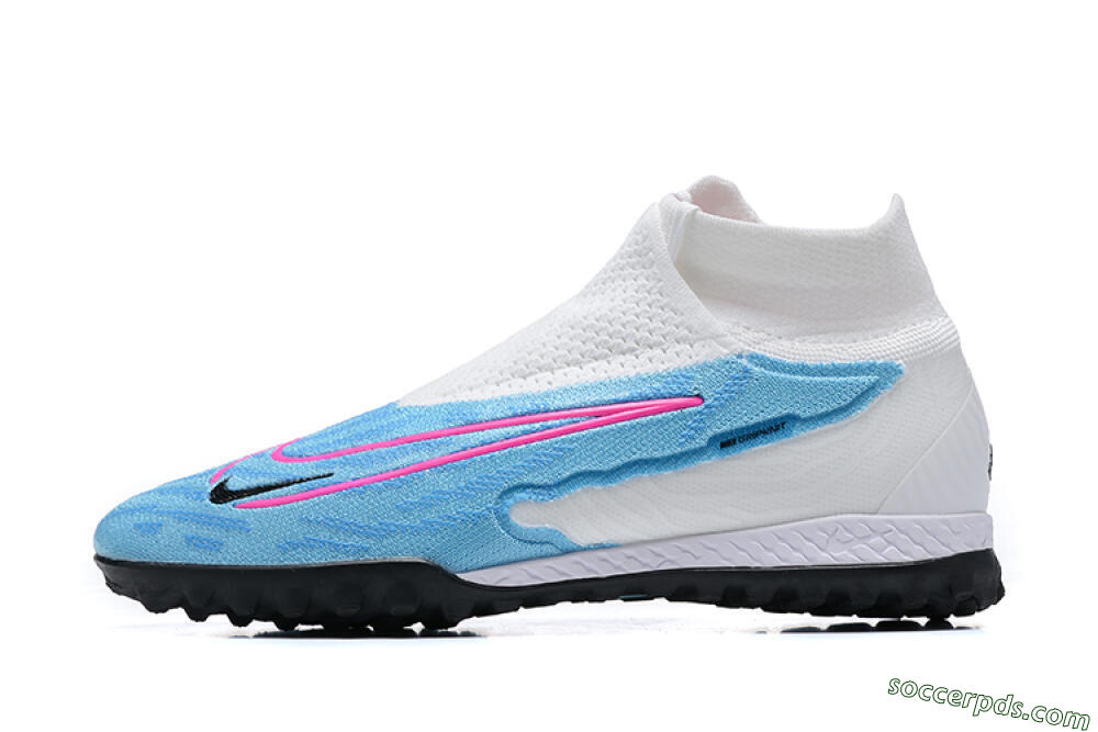 Nike Phantom GX Elite DF Link TF High-Tops Football Shoes - White/Blue/Pink 2