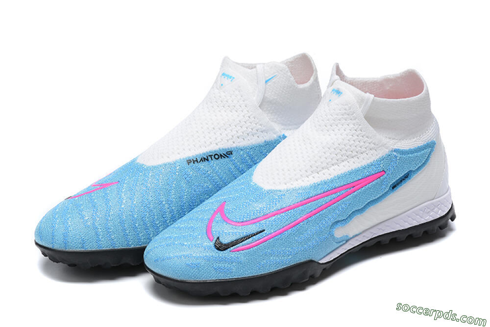 Nike Phantom GX Elite DF Link TF High-Tops Football Shoes - White/Blue/Pink 9