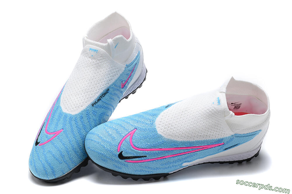 Nike Phantom GX Elite DF Link TF High-Tops Football Shoes - White/Blue/Pink 5