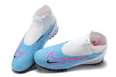 Nike Phantom GX Elite DF Link TF High-Tops Football Shoes - White/Blue/Pink