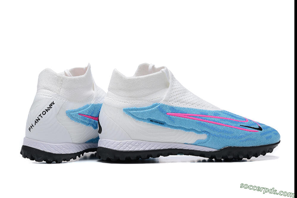 Nike Phantom GX Elite DF Link TF High-Tops Football Shoes - White/Blue/Pink 8