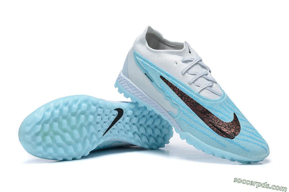 Nike Phantom GX Elite TF Low-Tops Football Shoes - White/Blue/Black 4