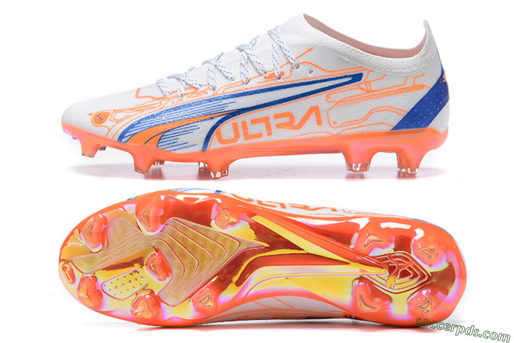 Puma Ultra Ultimate FG Low-Tops Football Boots - Orange/Blue/White 0