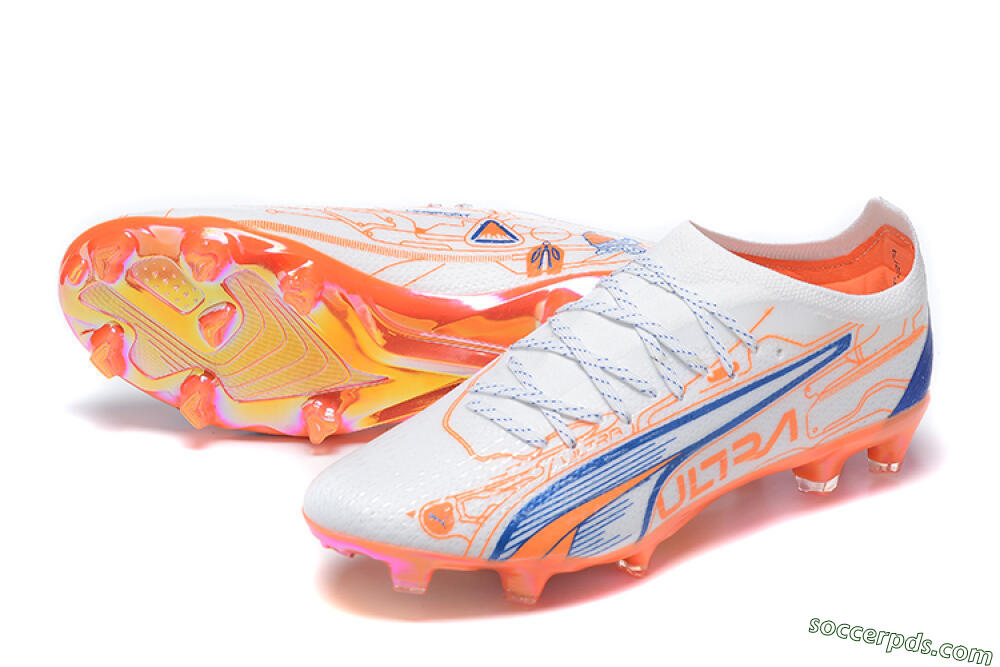 Puma Ultra Ultimate FG Low-Tops Football Boots - Orange/Blue/White 3