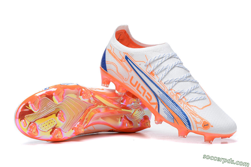 Puma Ultra Ultimate FG Low-Tops Football Boots - Orange/Blue/White 4