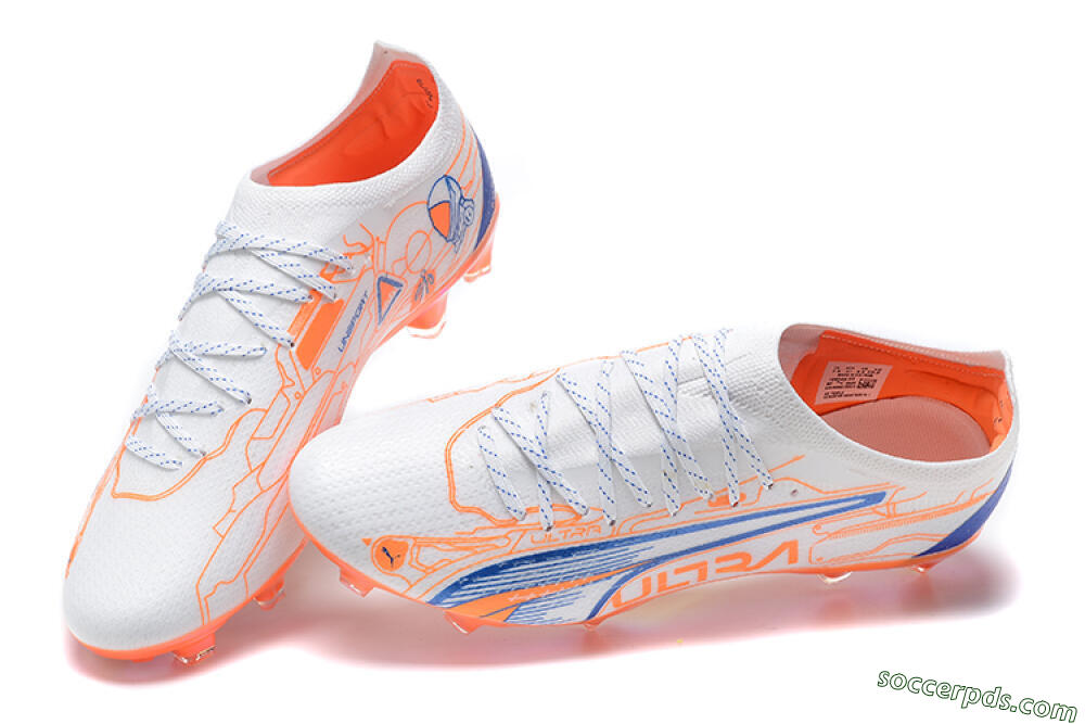 Puma Ultra Ultimate FG Low-Tops Football Boots - Orange/Blue/White 5