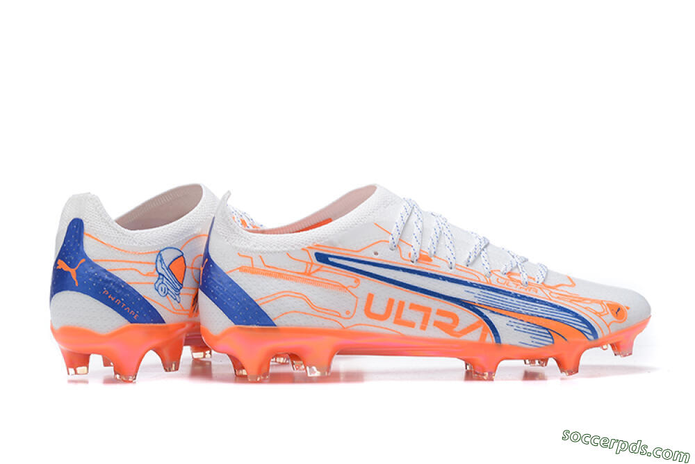 Puma Ultra Ultimate FG Low-Tops Football Boots - Orange/Blue/White 8