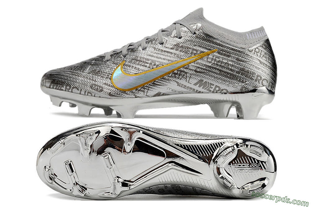 Nike Air Zoom Mercurial Vapor 15 Elite FG Low-Tops Football Boots - Sliver/Gold/Rainbow 0