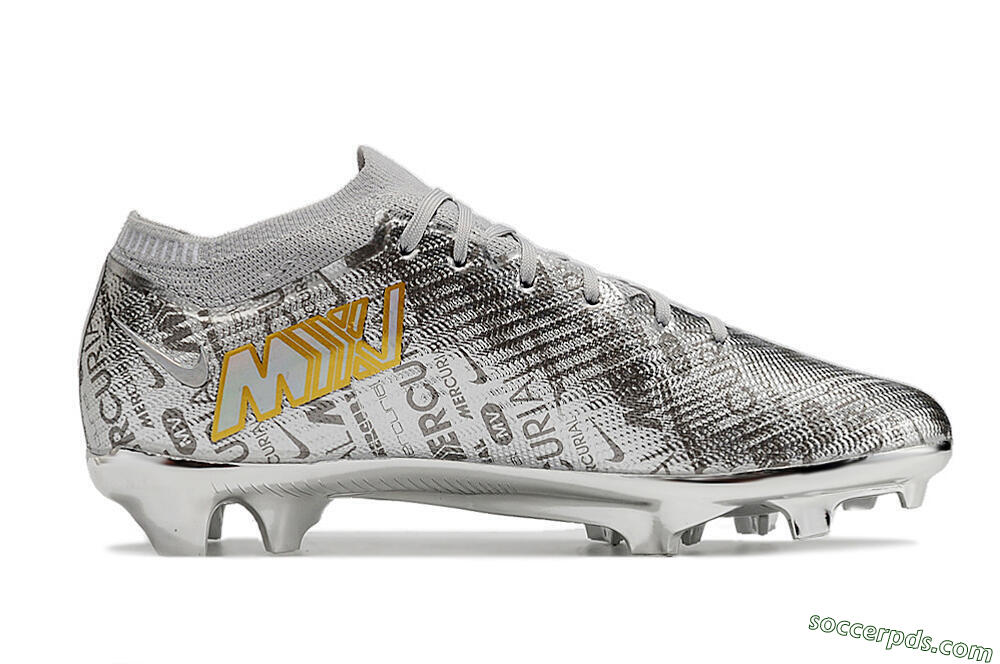 Nike Air Zoom Mercurial Vapor 15 Elite FG Low-Tops Football Boots - Sliver/Gold/Rainbow 4