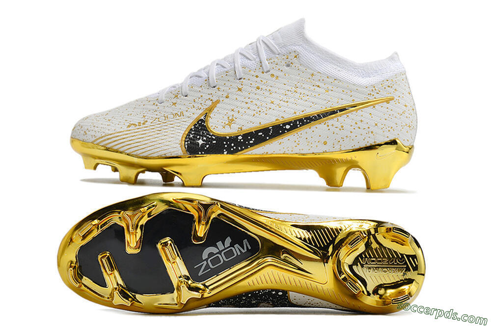 Nike Air Zoom Mercurial Vapor 15 Elite FG Low-Tops Football Boots - White/Gold/Black 0