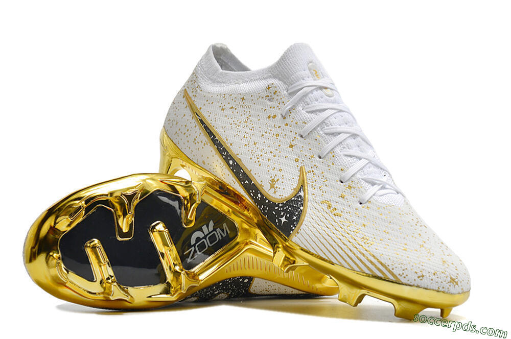 Nike Air Zoom Mercurial Vapor 15 Elite FG Low-Tops Football Boots - White/Gold/Black 3