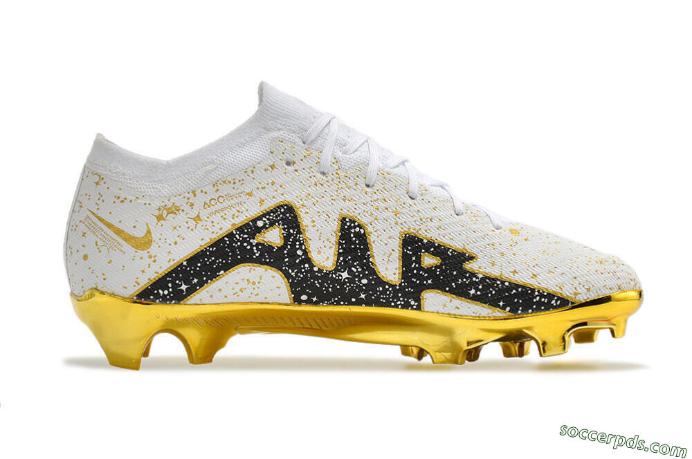 Nike Air Zoom Mercurial Vapor 15 Elite FG Low-Tops Football Boots - White/Gold/Black 4