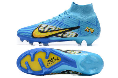 Kylian Mbappe x Nike Air Zoom Mercurial Superfly 9 Elite FG High-Tops Football Boots - Blue/Yellow/Black