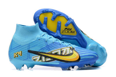 Kylian Mbappe x Nike Air Zoom Mercurial Superfly 9 Elite FG High-Tops Football Boots - Blue/Yellow/Black