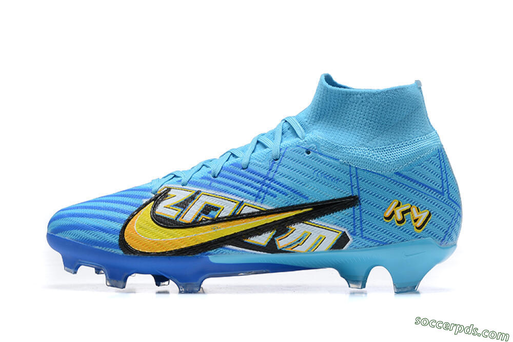 Kylian Mbappe x Nike Air Zoom Mercurial Superfly 9 Elite FG High-Tops Football Boots - Blue/Yellow/Black 2