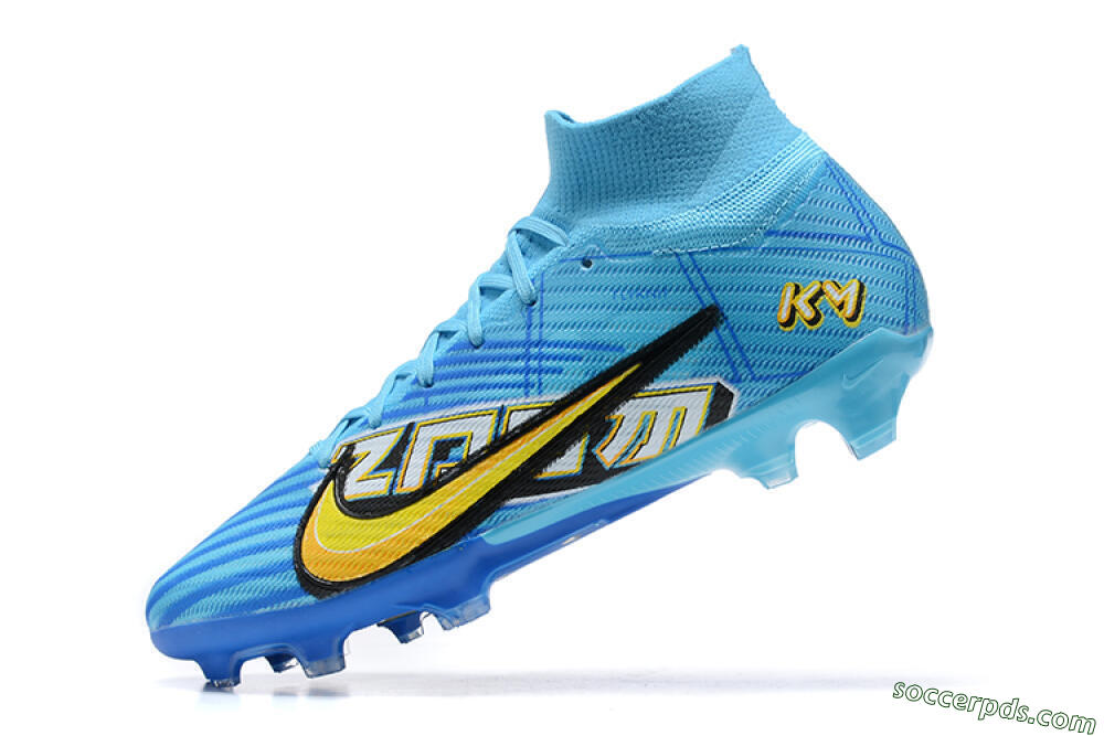 Kylian Mbappe x Nike Air Zoom Mercurial Superfly 9 Elite FG High-Tops Football Boots - Blue/Yellow/Black 7