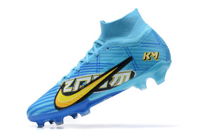 Kylian Mbappe x Nike Air Zoom Mercurial Superfly 9 Elite FG High-Tops Football Boots - Blue/Yellow/Black