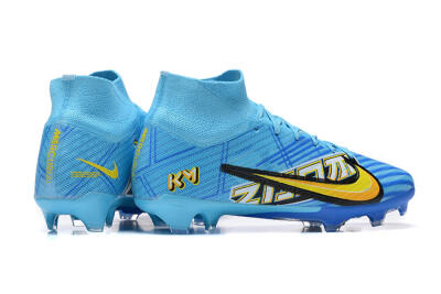 Kylian Mbappe x Nike Air Zoom Mercurial Superfly 9 Elite FG High-Tops Football Boots - Blue/Yellow/Black