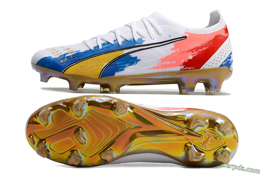 Puma Ultra Ultimate FG Low-Tops Football Boots - White/Blue/Red/Gold 0