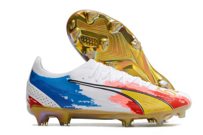 Puma Ultra Ultimate FG Low-Tops Football Boots - White/Blue/Red/Gold