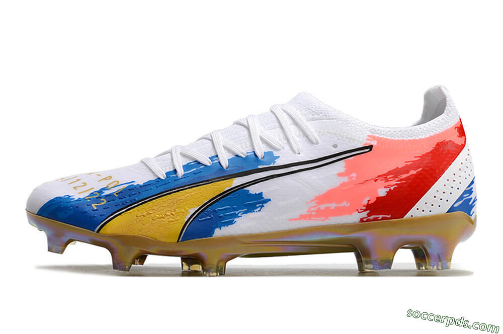Puma Ultra Ultimate FG Low-Tops Football Boots - White/Blue/Red/Gold 2