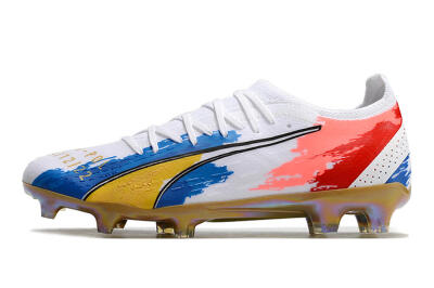 Puma Ultra Ultimate FG Low-Tops Football Boots - White/Blue/Red/Gold