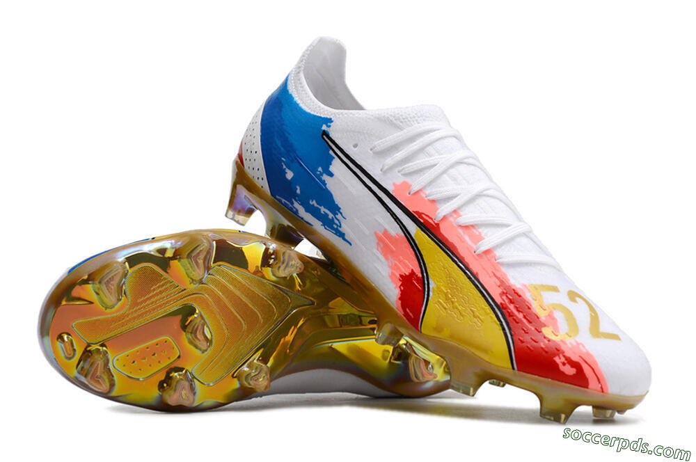 Puma Ultra Ultimate FG Low-Tops Football Boots - White/Blue/Red/Gold 3