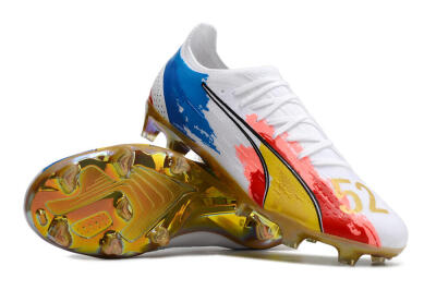 Puma Ultra Ultimate FG Low-Tops Football Boots - White/Blue/Red/Gold