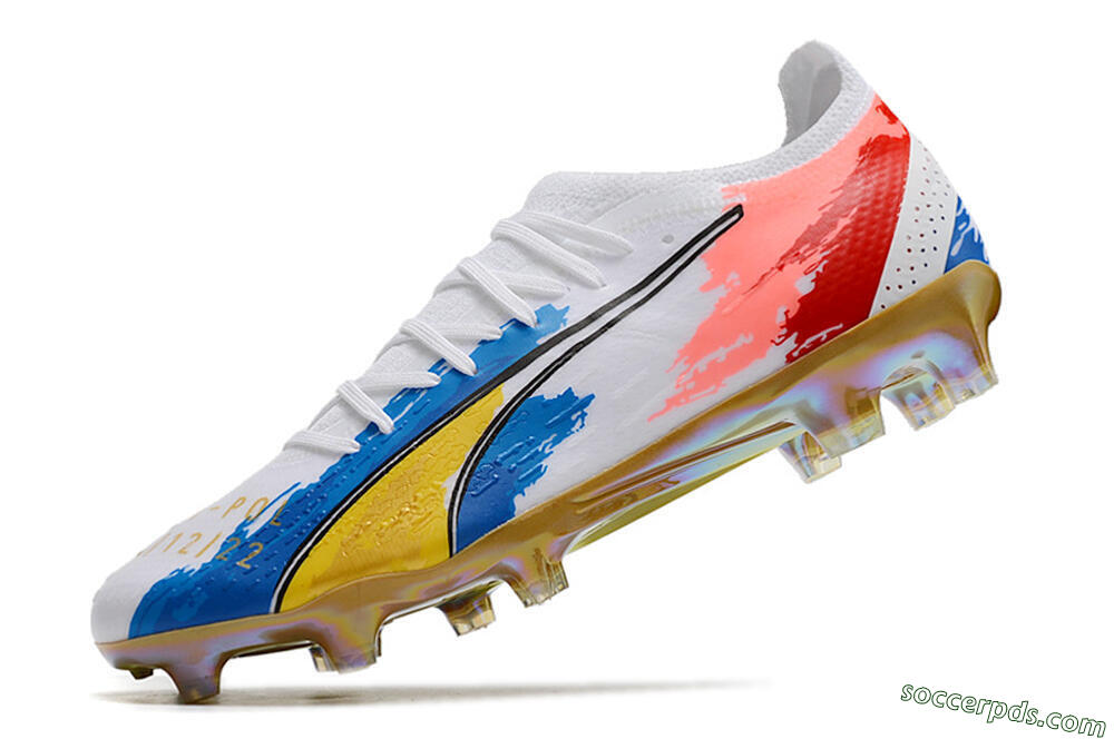 Puma Ultra Ultimate FG Low-Tops Football Boots - White/Blue/Red/Gold 5
