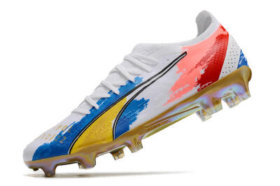 Puma Ultra Ultimate FG Low-Tops Football Boots - White/Blue/Red/Gold