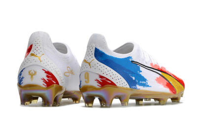 Puma Ultra Ultimate FG Low-Tops Football Boots - White/Blue/Red/Gold