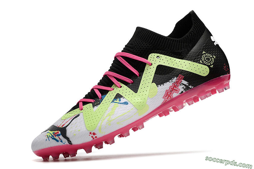 Puma Future Ultimate AG Low-Tops Football Boots - White/Black/Pink/Yellow 5