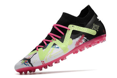 Puma Future Ultimate AG Low-Tops Football Boots - White/Black/Pink/Yellow