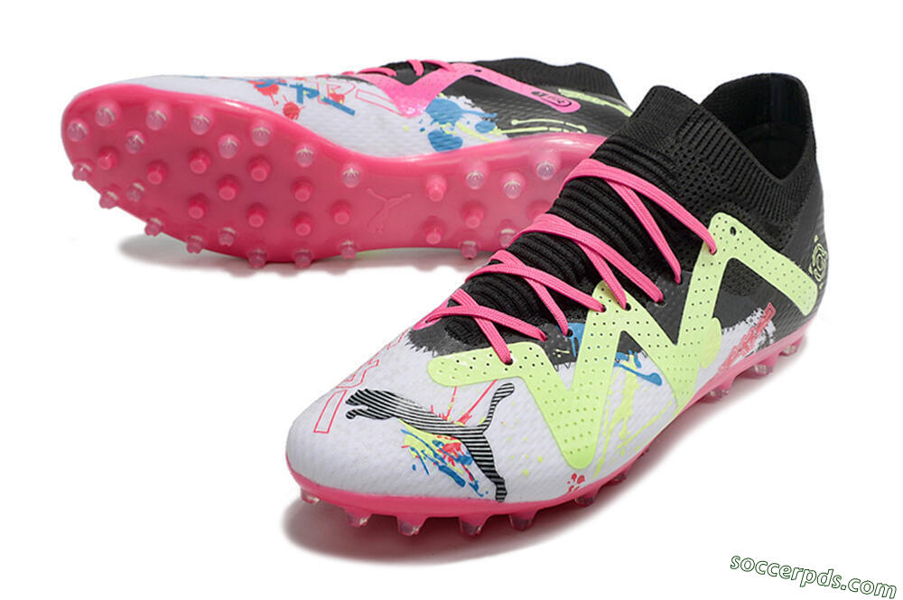 Puma Future Ultimate AG Low-Tops Football Boots - White/Black/Pink/Yellow 3