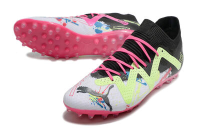 Puma Future Ultimate AG Low-Tops Football Boots - White/Black/Pink/Yellow