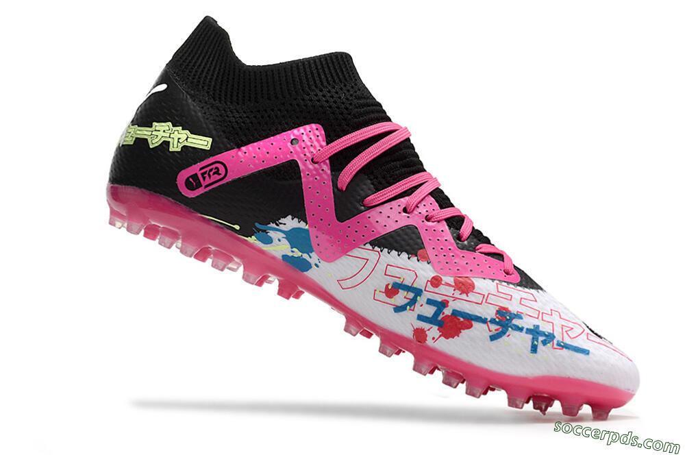 Puma Future Ultimate AG Low-Tops Football Boots - White/Black/Pink/Yellow 4